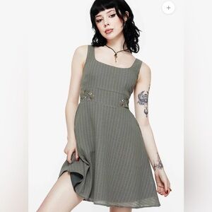 Disturbia Koax Cotton Embroidered Pinafore Mini Dress Size US-8/UK-12 NWT